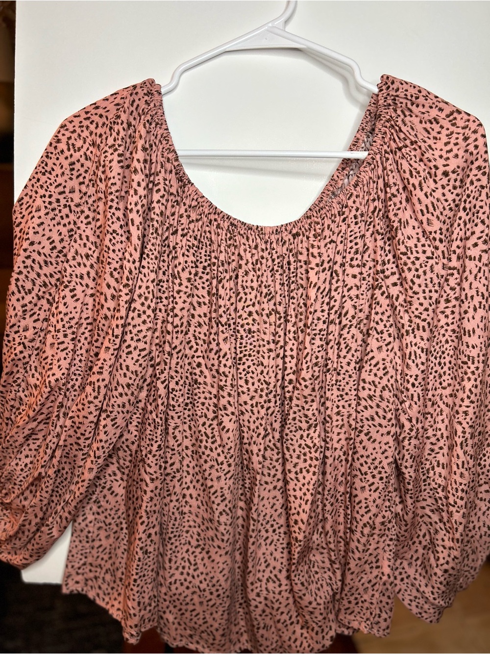 Love Pink Printed Balloon-Sleeve Peasant Blouse